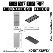Rectangle Bases Range Sizes - 125x50mm to 200x175mm Large Sizes 3d Print Full Range Tabletop Games - Only-Games