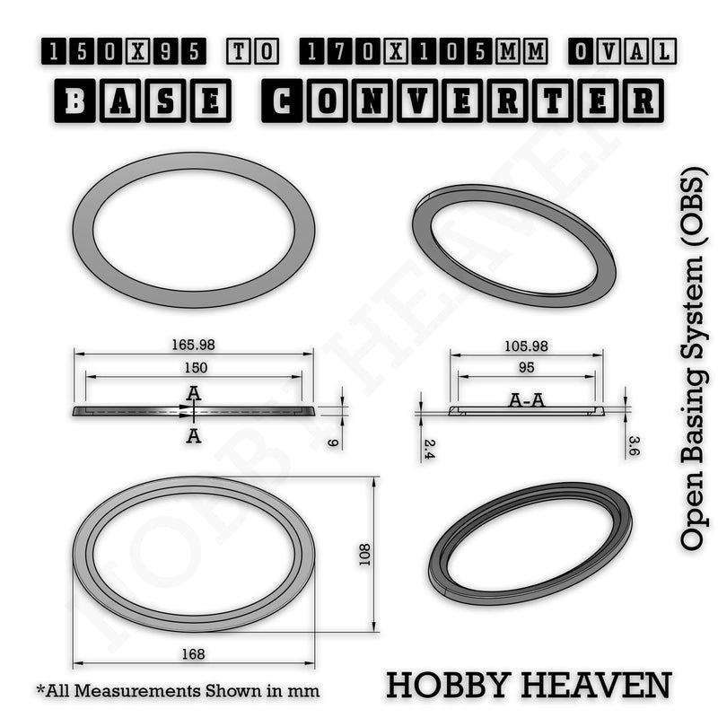 Oval To Oval Bases Size Converters 3d Print Full Range - Only-Games