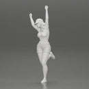 Happy girl in Mini shirt and tennis cap Standing on One Leg - Only-Games