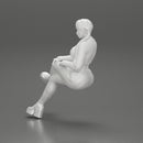 Sexy girl sitting with crossed legs  n boots and mini skirt  with long pigtails - Only-Games