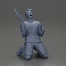 tennis player holding racket sits in celebration of his victory - Only-Games