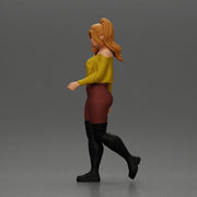 fashionable girl walking her dog, wearing a stylish shirt and long boots - Only-Games