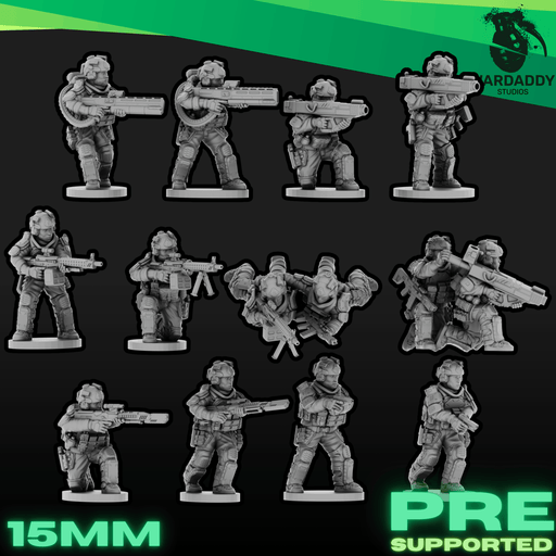 Sci-Fi Future Mercs- Support Weapons - Highcut Helmets (15mm) - Only-Games