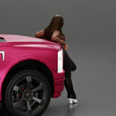 lowrider chola girl leaning against the car mini jacket - Only-Games