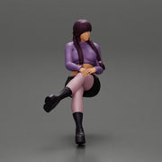 Sexy girl sitting with crossed legs  n boots and mini skirt  with long pigtails - Only-Games
