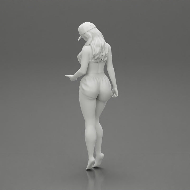 Sexy Girl standing in Cap and Shorts With Posing - Only-Games