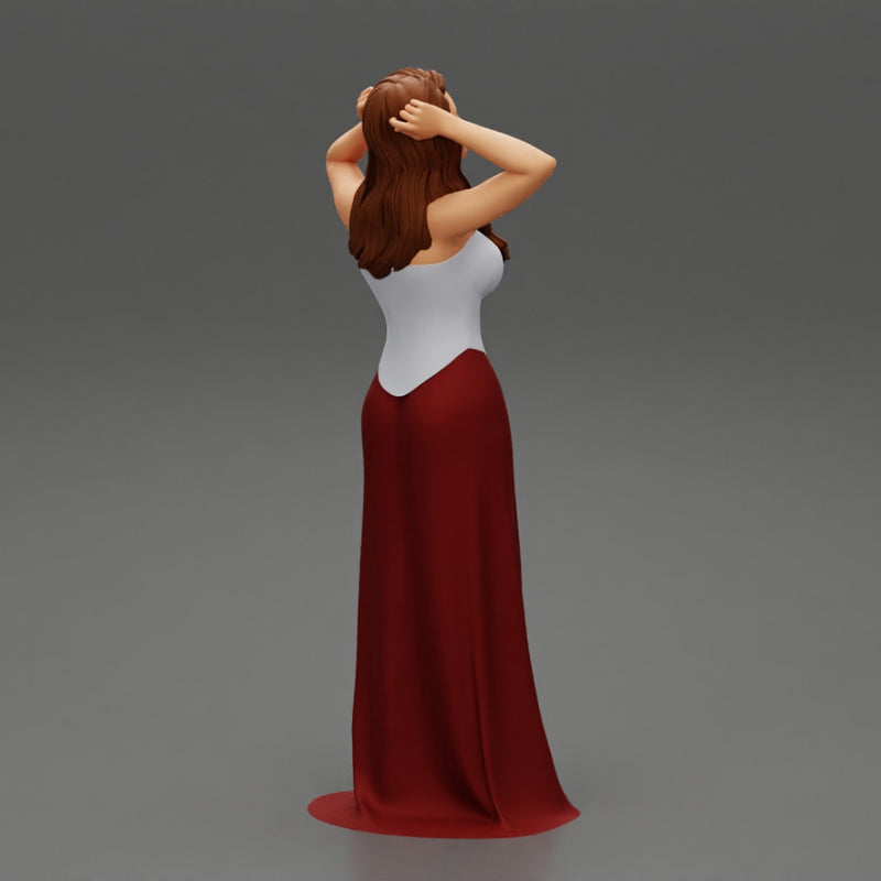 sexy girl in long dress with long hair standing - Only-Games