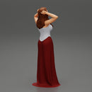 sexy girl in long dress with long hair standing - Only-Games