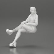 Sexy girl sitting with crossed legs  n boots and mini skirt  with long pigtails - Only-Games