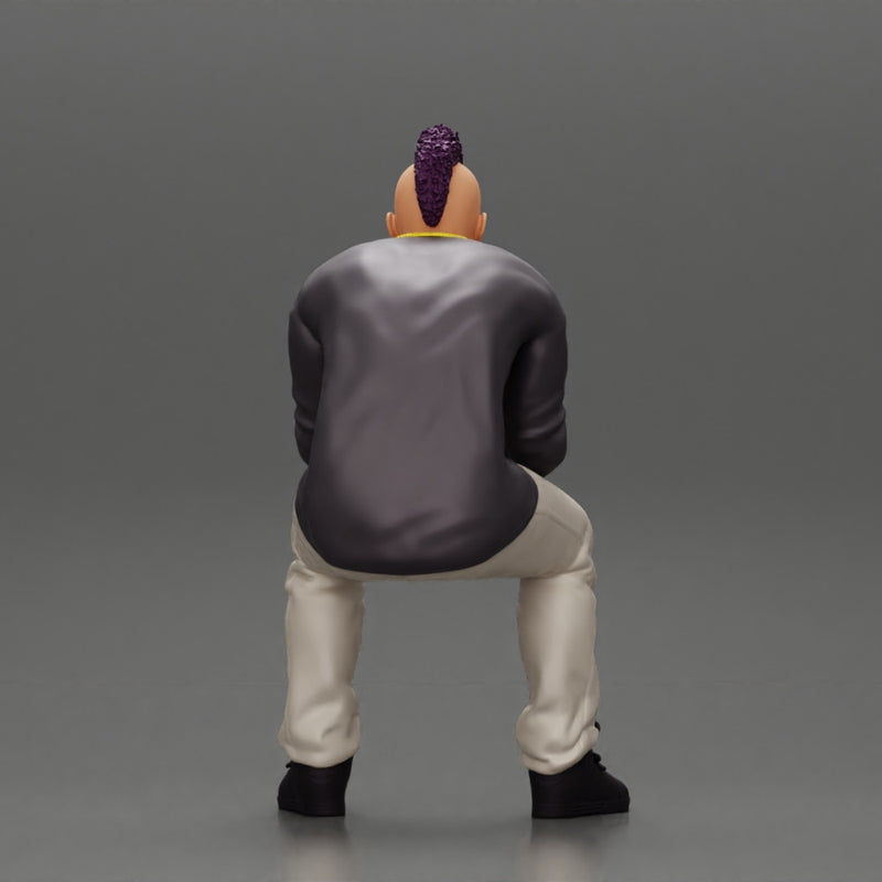 metal man sitting and contemplating with a satanic haircut - Only-Games