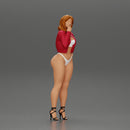 sexy girl in bikini and mini jacket standing smoking cigarette on the beach - Only-Games
