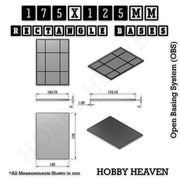 Rectangle Bases Range Sizes - 125x50mm to 200x175mm Large Sizes 3d Print Full Range Tabletop Games - Only-Games