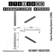 Rectangle Bases Range Sizes - 125x50mm to 200x175mm Large Sizes 3d Print Full Range Tabletop Games - Only-Games