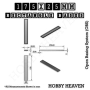 Rectangle Bases Range Sizes - 125x50mm to 200x175mm Large Sizes 3d Print Full Range Tabletop Games - Only-Games