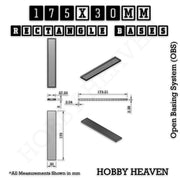 Rectangle Bases Range Sizes - 125x50mm to 200x175mm Large Sizes 3d Print Full Range Tabletop Games - Only-Games
