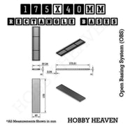 Rectangle Bases Range Sizes - 125x50mm to 200x175mm Large Sizes 3d Print Full Range Tabletop Games - Only-Games