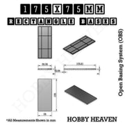 Rectangle Bases Range Sizes - 125x50mm to 200x175mm Large Sizes 3d Print Full Range Tabletop Games - Only-Games