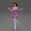 Woman in Mini Dress is Standing on One Leg - Only-Games