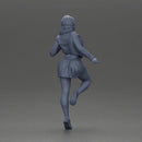 Confident Woman Strikes Dynamic Pose in mini jacket and mini skirt - Only-Games