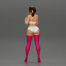 Attractive girl in bikini and stockings Leaning Against car - Only-Games