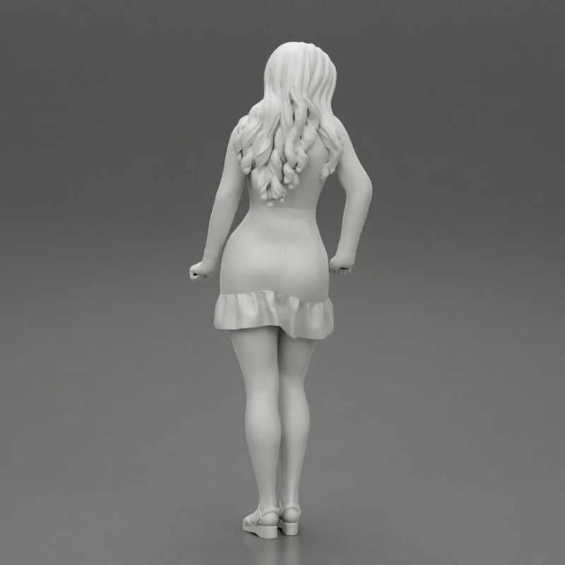 Young Woman in Mini Skirt shirt and Heels - Only-Games