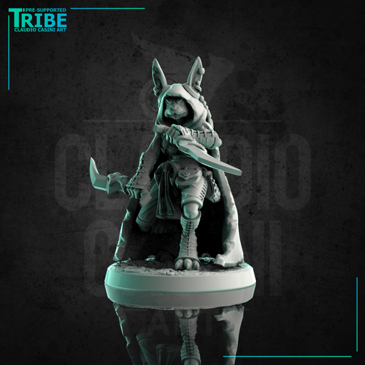 (0205) Female rabbitfolk thief rogue with two knives - Only-Games