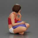 Girl watching TV in the bedroom sitting and placing a pillow on her legs - Only-Games