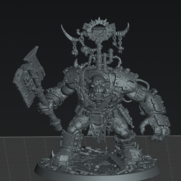 Big SkrapperBoss - Sci-Fi Orc Warlord Miniature | Scrap-Tech| Original Wargaming 40mm and 50mm base
