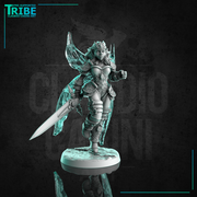 (0262) Female fairy warrior paladin cleric with a complete armor and sword - Only-Games