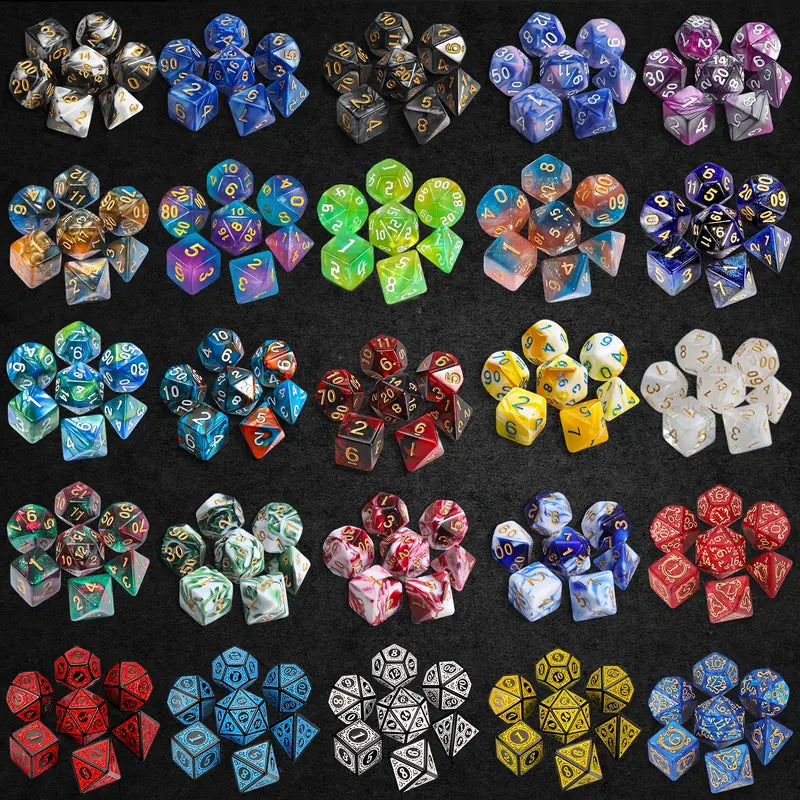 Mystery Dice Blind Bag 7pc Polyhedral Lucky Dip D&D, PATHFINDER TTRPG - Only-Games