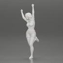 Happy girl in Mini shirt and shorts Standing on One Leg - Only-Games