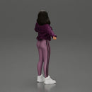 sexy girl in an open jacket and pants, posing happily - Only-Games