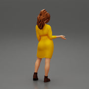 woman explaining pose wearing dress and boot - Only-Games