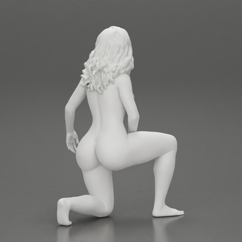 Naked Girl sitting on knee hugging her dog - Only-Games