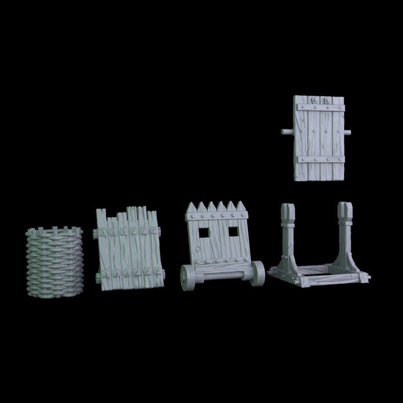 Siege shields and a gabion (Medieval Artillery) - Only-Games