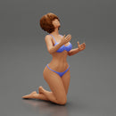 Sexy girl in bikini with short hair sitting on her knees - Only-Games