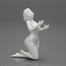 Sexy girl in mini dress with short hair sitting on her knees - Only-Games