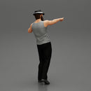 Travel man wearing a hat and a beard pointing the right way - Only-Games