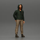 bearded man stands confidently, adorned in a stylish hoodie - Only-Games