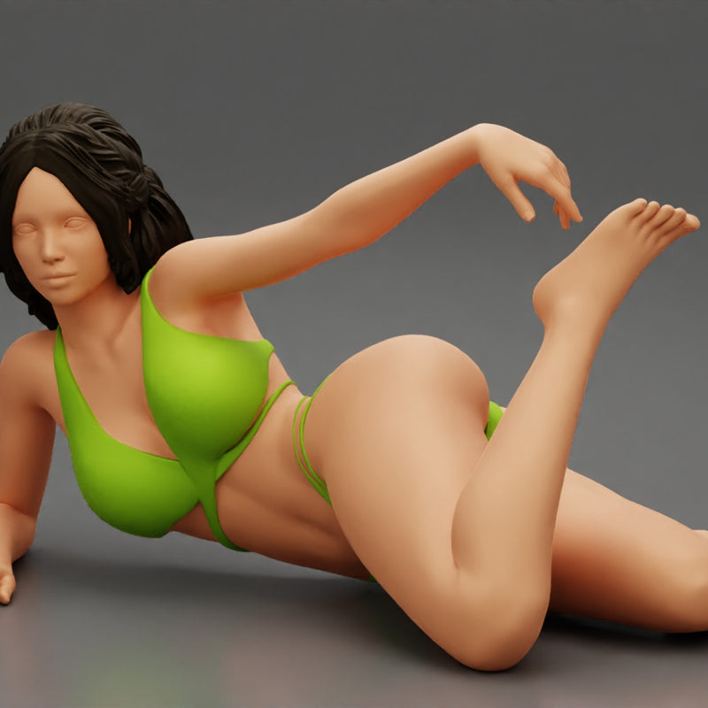 beautiful sexy girl in Bikini lying on sandy beach - Only-Games