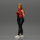 Beautiful woman with long hair in a bodysuit with an open vest - Only-Games