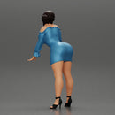 Beautiful girl in Dress and heels  Leaning on the Car - Only-Games