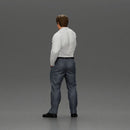 Serious businessman in a white shirt tie, and pants pointing with authority, hand in pocket - Only-Games