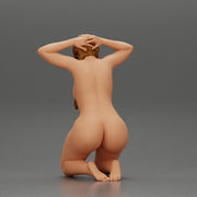 Naked Chola Girl in open shirt sitting putting his hands behind head - Only-Games