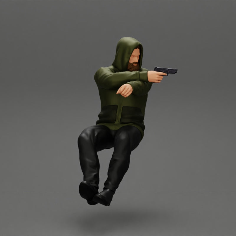 gangster in hoodie driving a car and holding gun - Only-Games