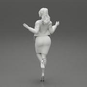 Beautiful Woman standing in one leg in mini dress and jacket - Only-Games