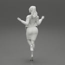 Beautiful Woman standing in one leg in mini dress and jacket - Only-Games