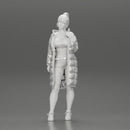 Sexy girl in shorts and long jacket standing - Only-Games