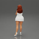 Beautiful woman with long hair standing and posing in fashion summer dress - Only-Games