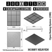 Rectangle Bases Range Sizes - 125x50mm to 200x175mm Large Sizes 3d Print Full Range Tabletop Games - Only-Games
